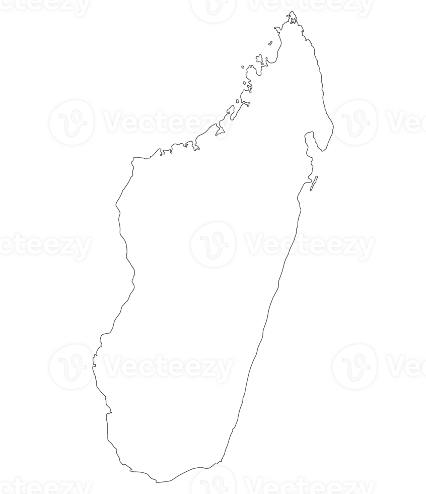 Madagascar map. Map of Madagascar in white color png