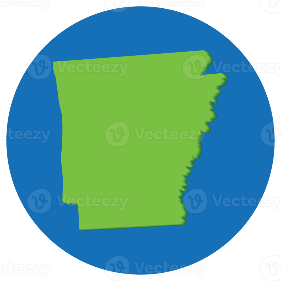 Arkansas Zustand Karte im Globus gestalten Grün mit Blau Kreis Farbe. Karte von das uns Zustand von Arkansas. png