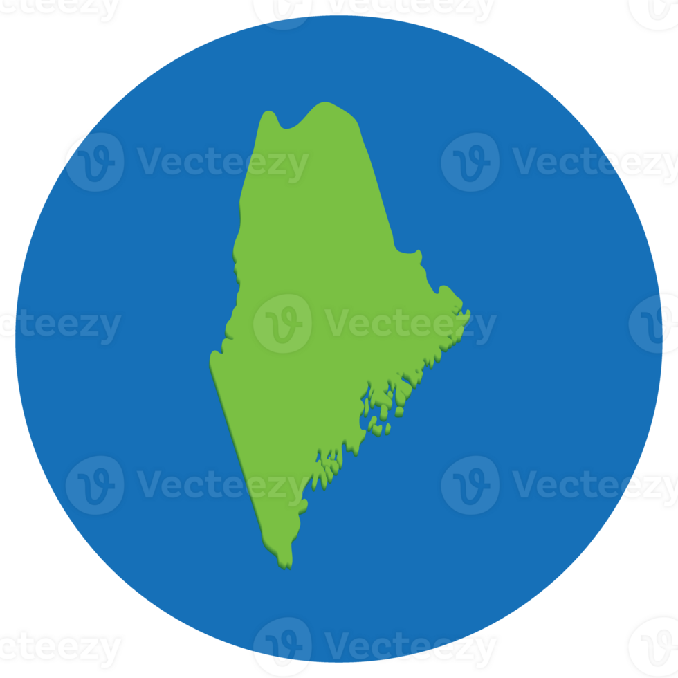 maine stat Karta i klot form grön med blå cirkel Färg. Karta av de oss stat av maine. png