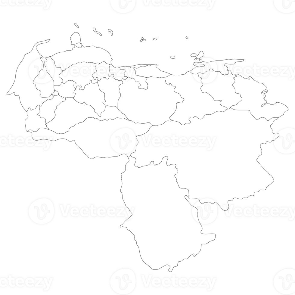 Venezuela map. Map of Venezuela in administrative provinces in white color png