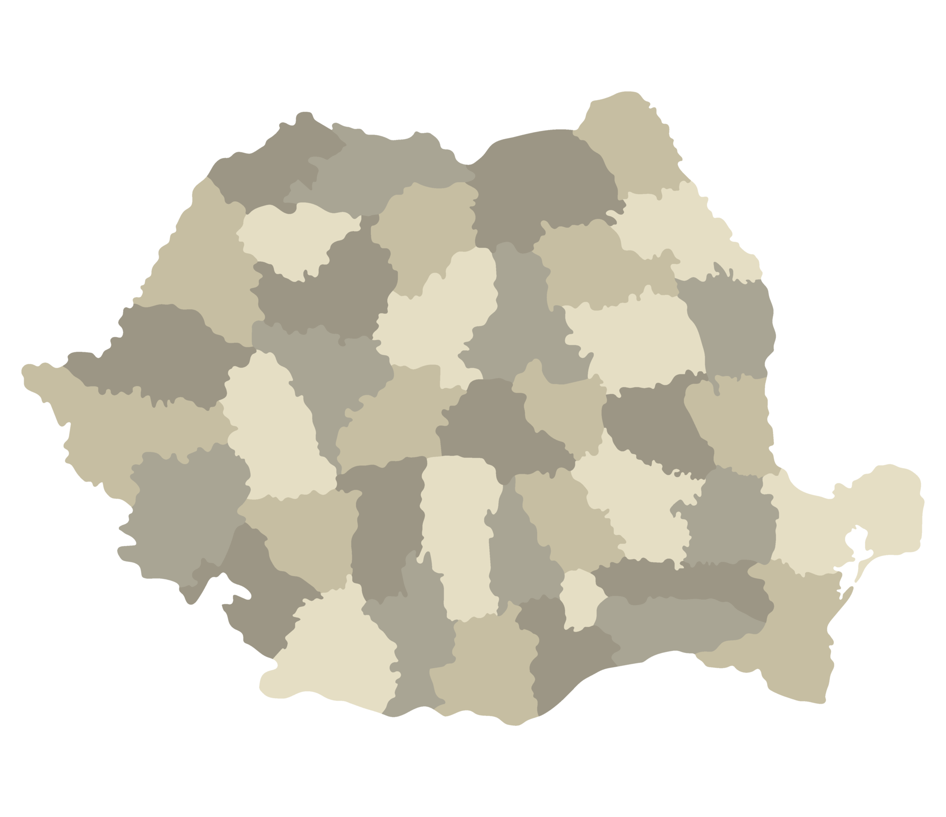 Romania map. Map of Romania in administrative provinces in multicolor ...