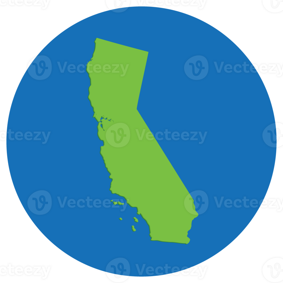Califórnia Estado mapa dentro globo forma verde com azul círculo cor. mapa do a nos Estado do Califórnia. png