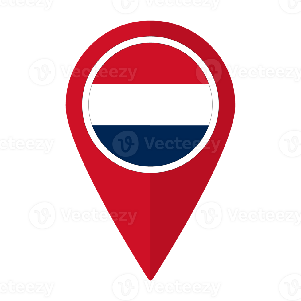 Netherlands flag on map pinpoint icon isolated. Flag of Netherlands png