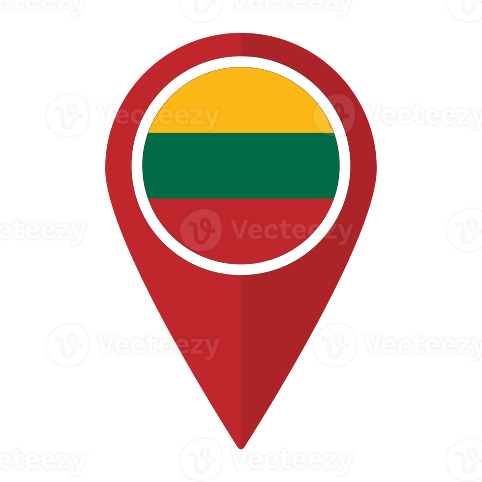 Lithuania flag on map pinpoint icon isolated. Flag of Lithuania png