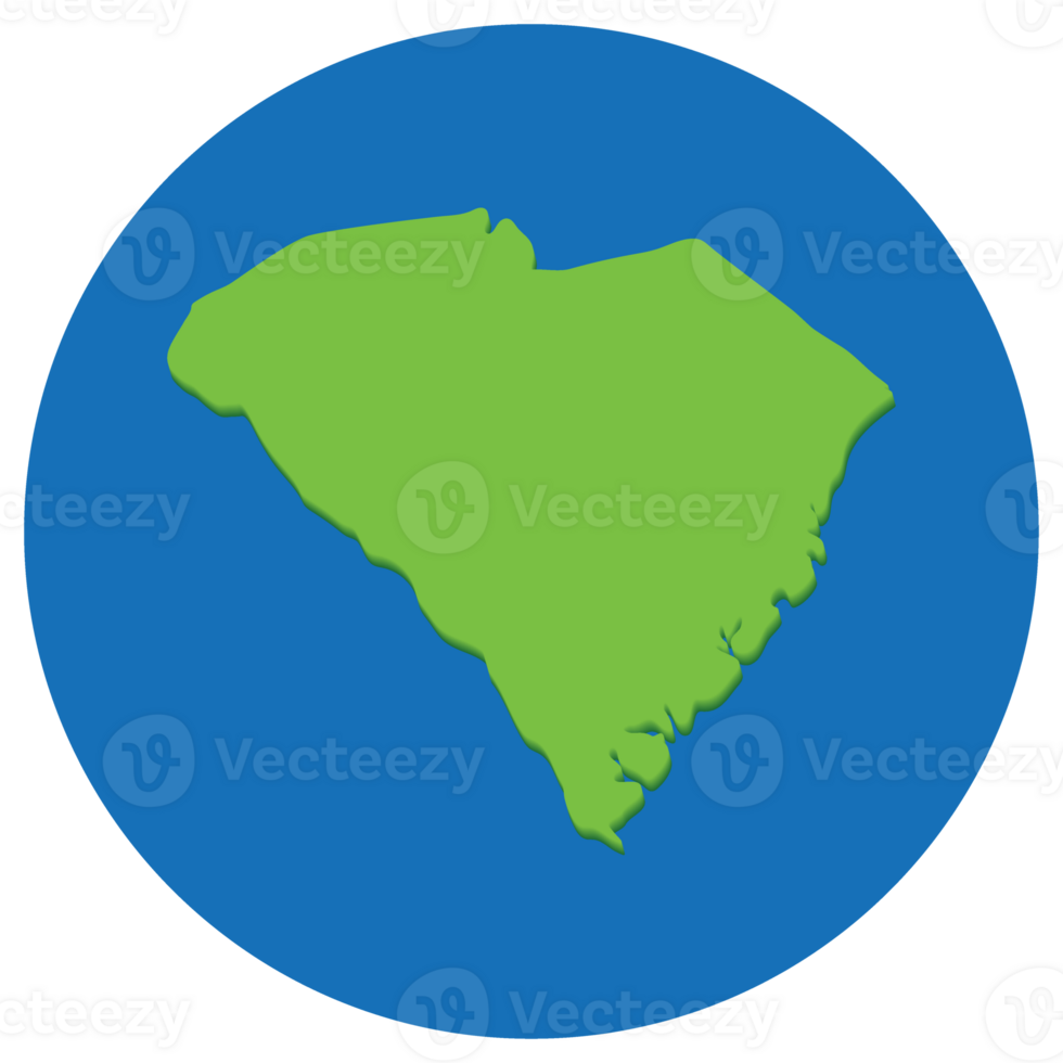 South Carolina state map in globe shape green with blue round circle color. Map of the U.S. state of South Carolina. png