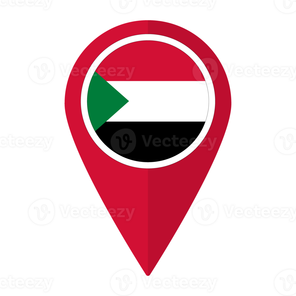 Sudão bandeira em mapa identificar ícone isolado. bandeira do Sudão png