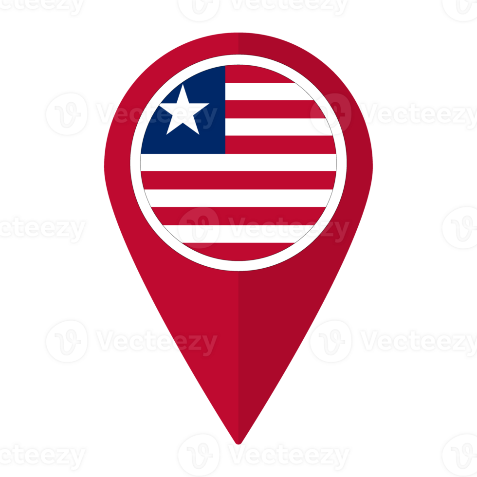 Liberia flag on map pinpoint icon isolated. Flag of Liberia png