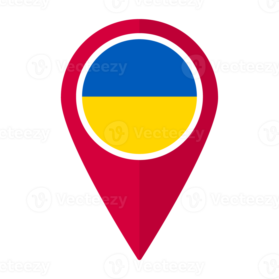 Ukraine flag on map pinpoint icon isolated. Flag of Ukraine png