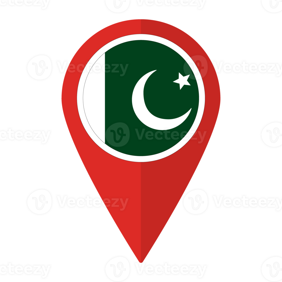 Pakistan flag on map pinpoint icon isolated. Flag of Pakistan png