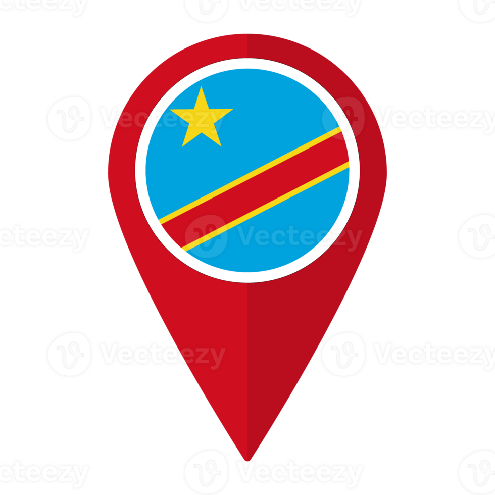 Democratic Republic of the Congo flag on map pinpoint icon isolated. png