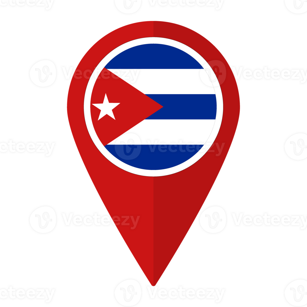 Cuba drapeau sur carte localiser icône isolé. drapeau de lionceau. png