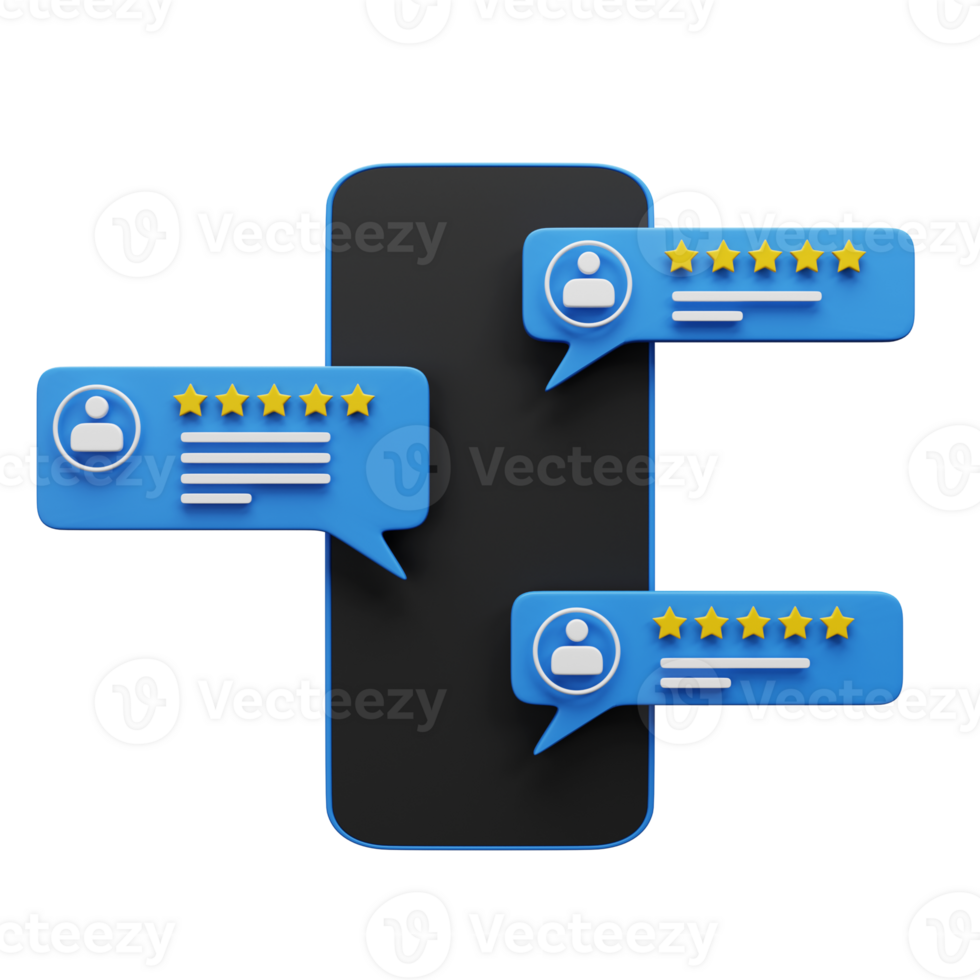 Customer review on smartphone 3d render png