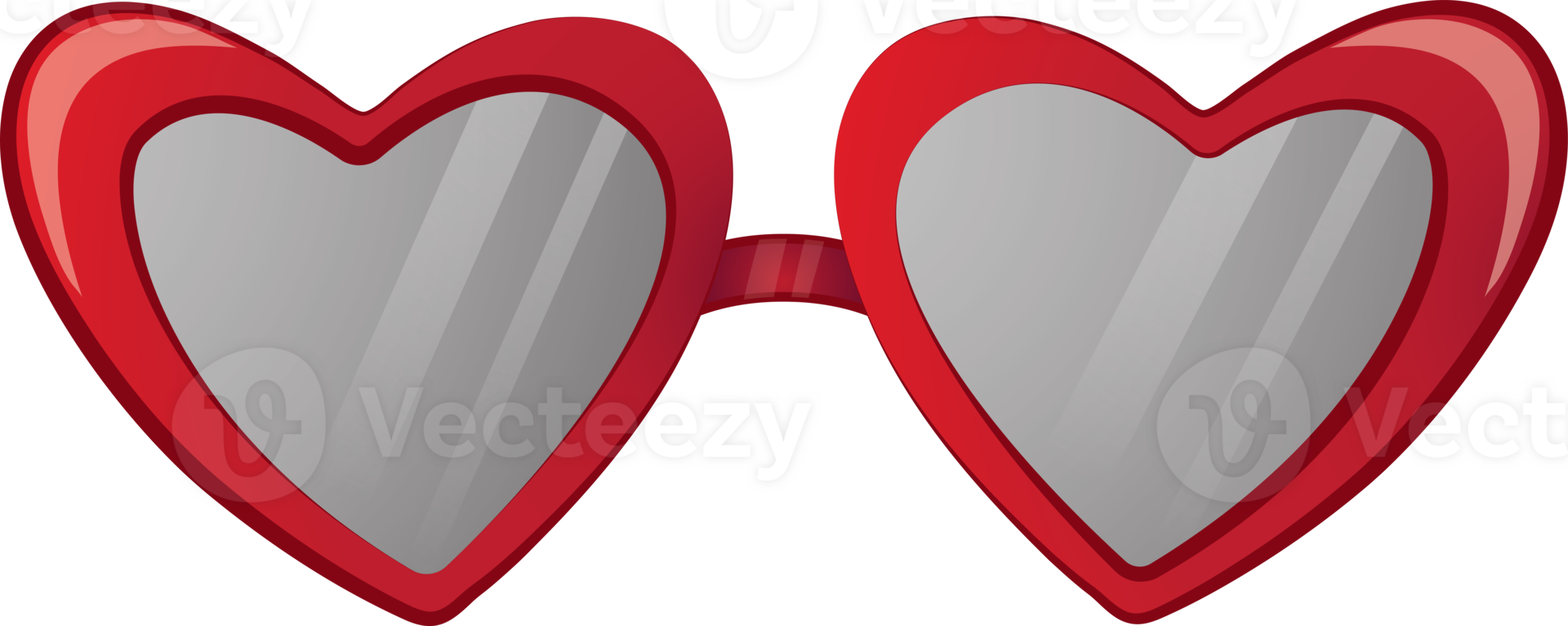 Red and Black Heart Shape Eyeglasses cartoon flat icon design PNG