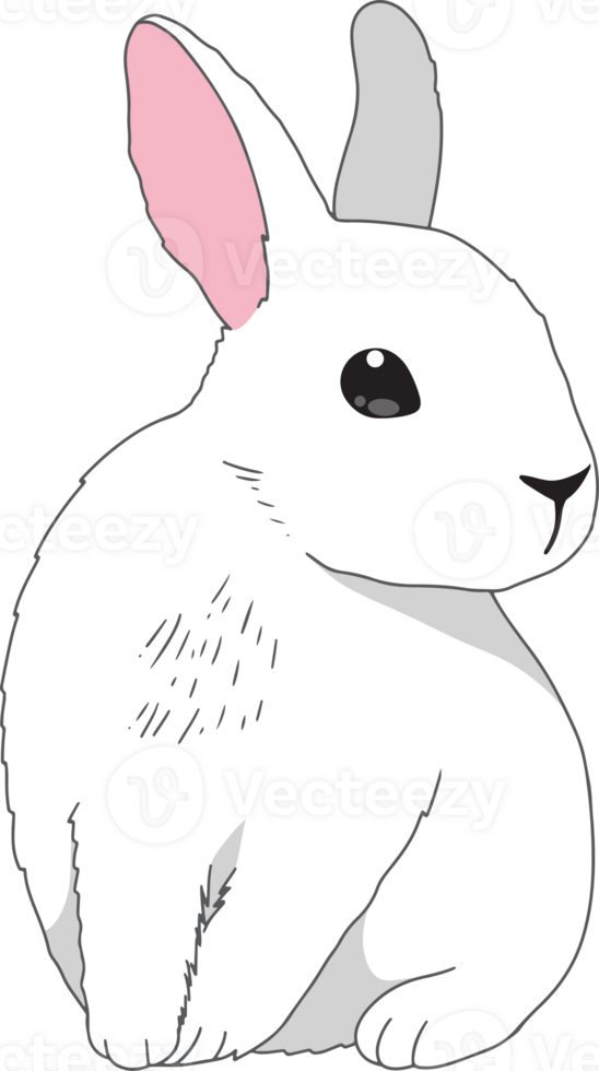 Minimal bunny line art doodle cartoon PNG
