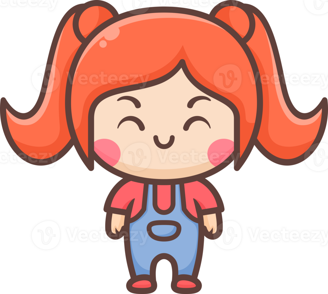 Cute happy little girl cartoon illustration png