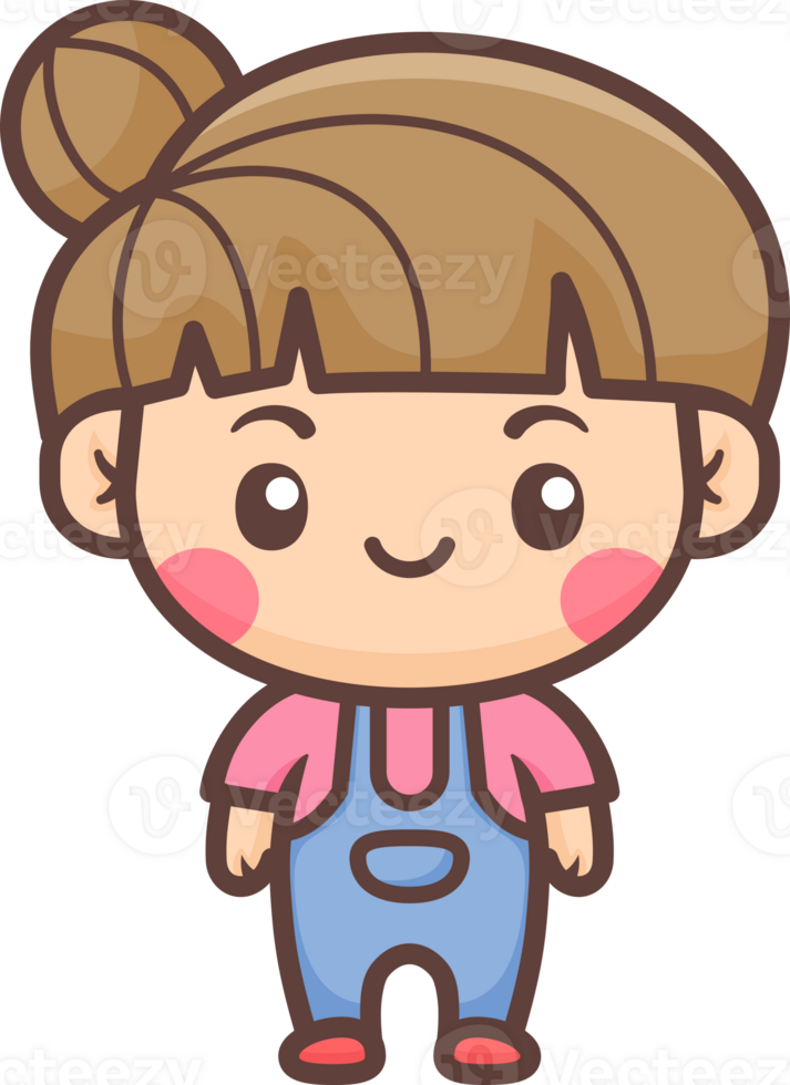 Cute happy little girl cartoon illustration png
