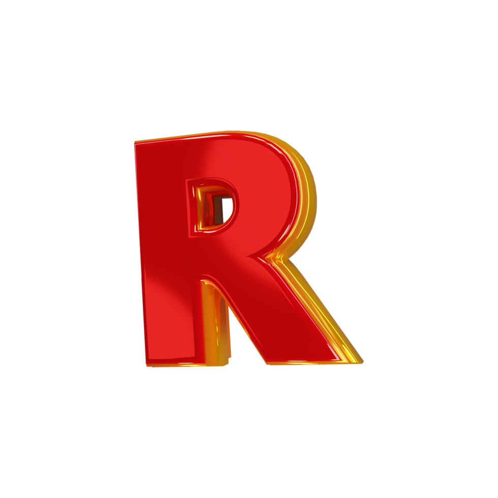 glänzend rot Alphabet mit Gelb 3d Brief r png