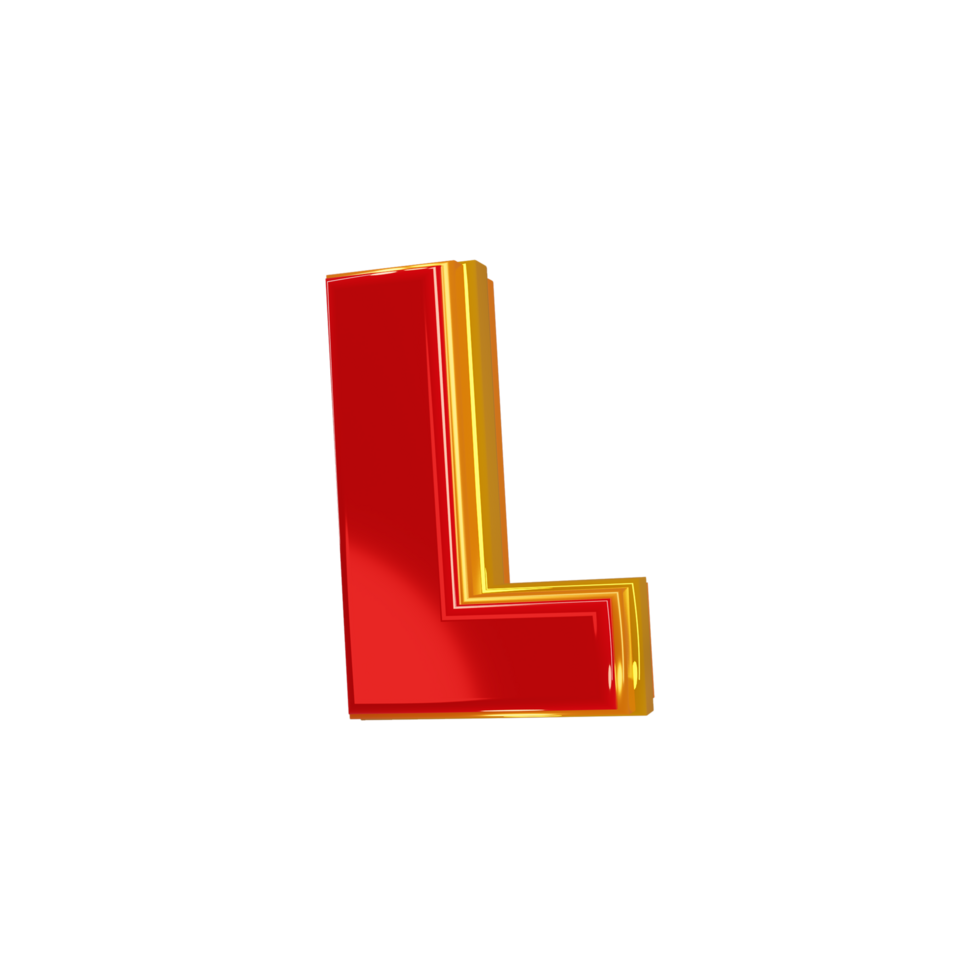 Glossy red alphabet with yellow 3d letter l png