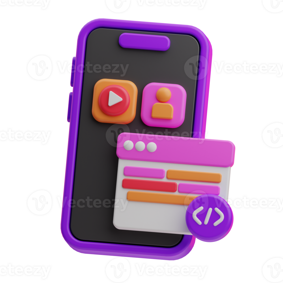 coding App Development illustration 3d png