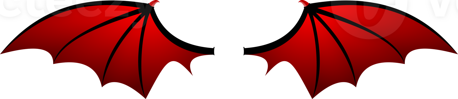 Black red gradient bat wings png