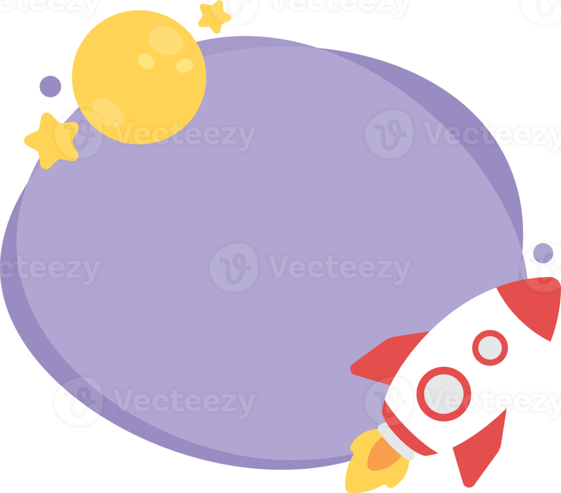 Cute blank education presentation template for astronomy subject. Back to school concept. Flat design illustration. png