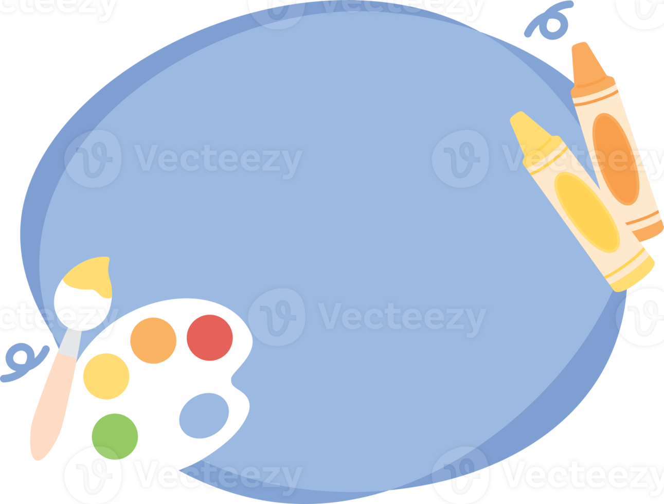 Cute blank education presentation template for art subject. Back to school concept. Flat design illustration. png
