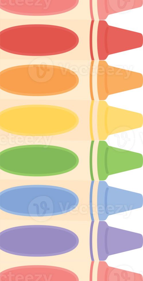 Cute pastel colored crayons border. Flat design illustration. Back to school concept. png