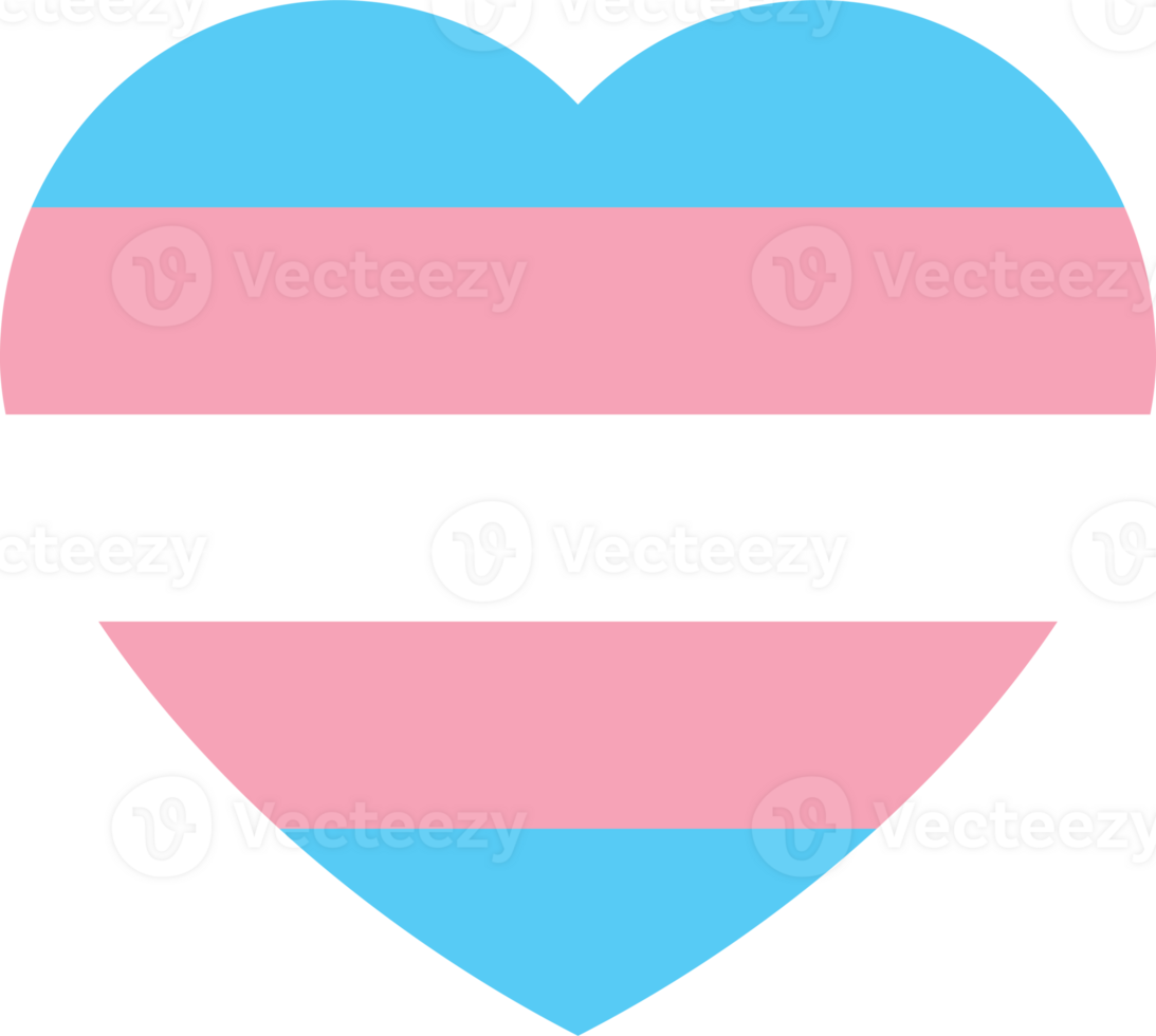 Blue, pink and white colored heart icon, as the colors of the transgender flag. Flat design illustration. png