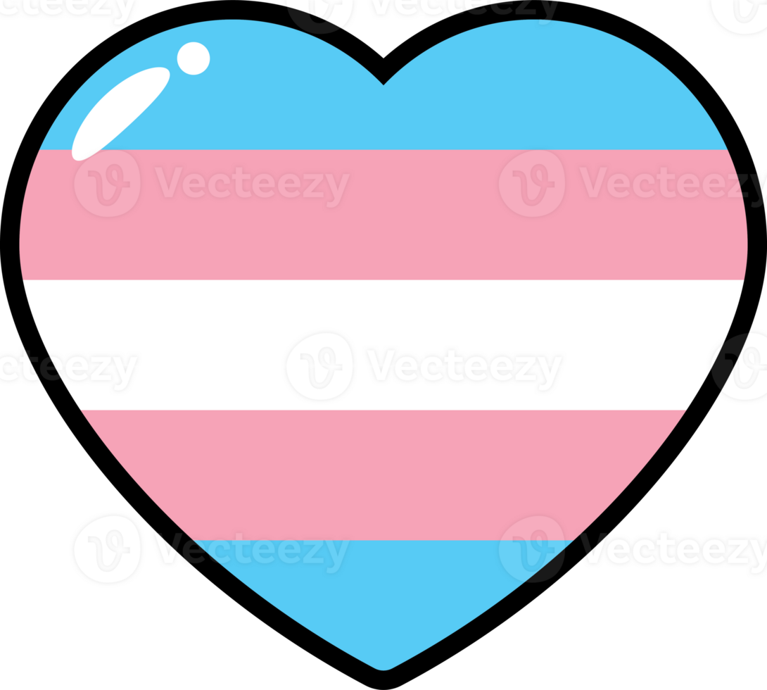 Blue, pink and white colored heart icon, as the colors of the transgender flag. Flat design illustration. png