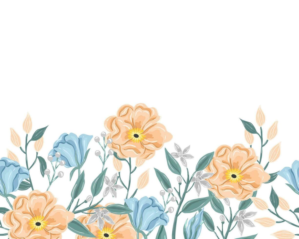 Hand Drawn Anemone and Jasmine Flower Background vector