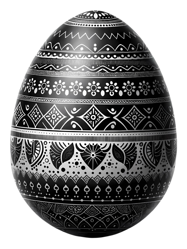 AI generated Elegant Monochrome Floral Easter Egg Clipart png