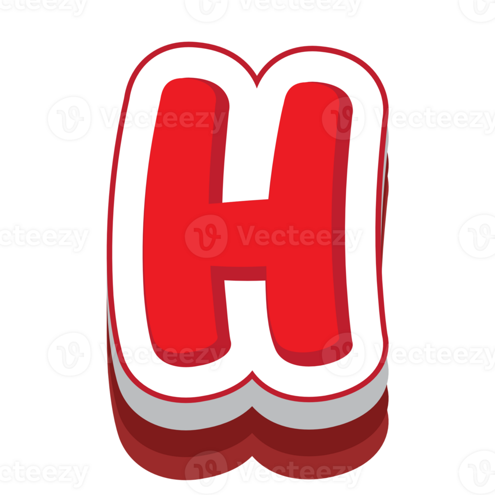 letter h red cartoon text effect png