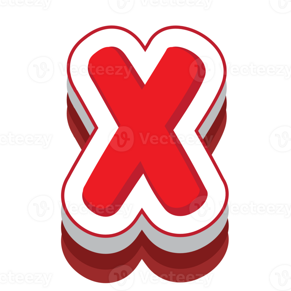 letter x red cartoon text effect png