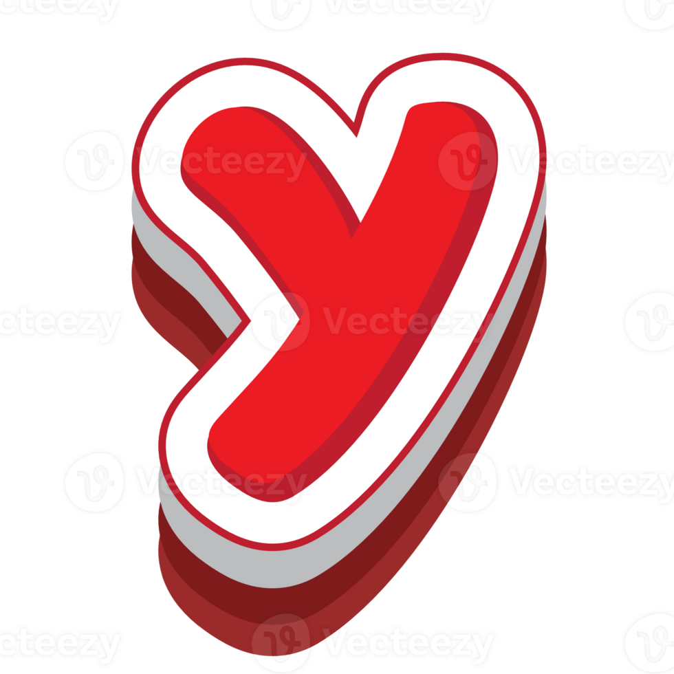 letter y red cartoon text effect png