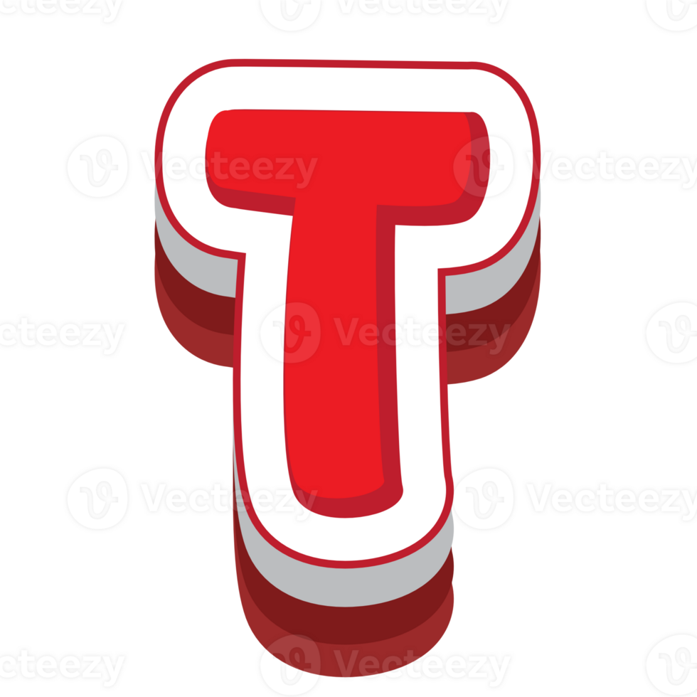 letter t red cartoon text effect png