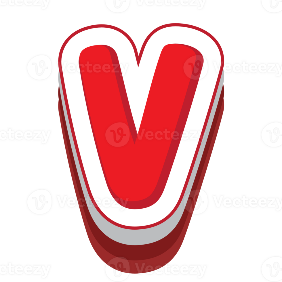 letter v red cartoon text effect png