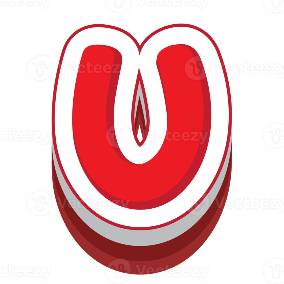 letter u red cartoon text effect png