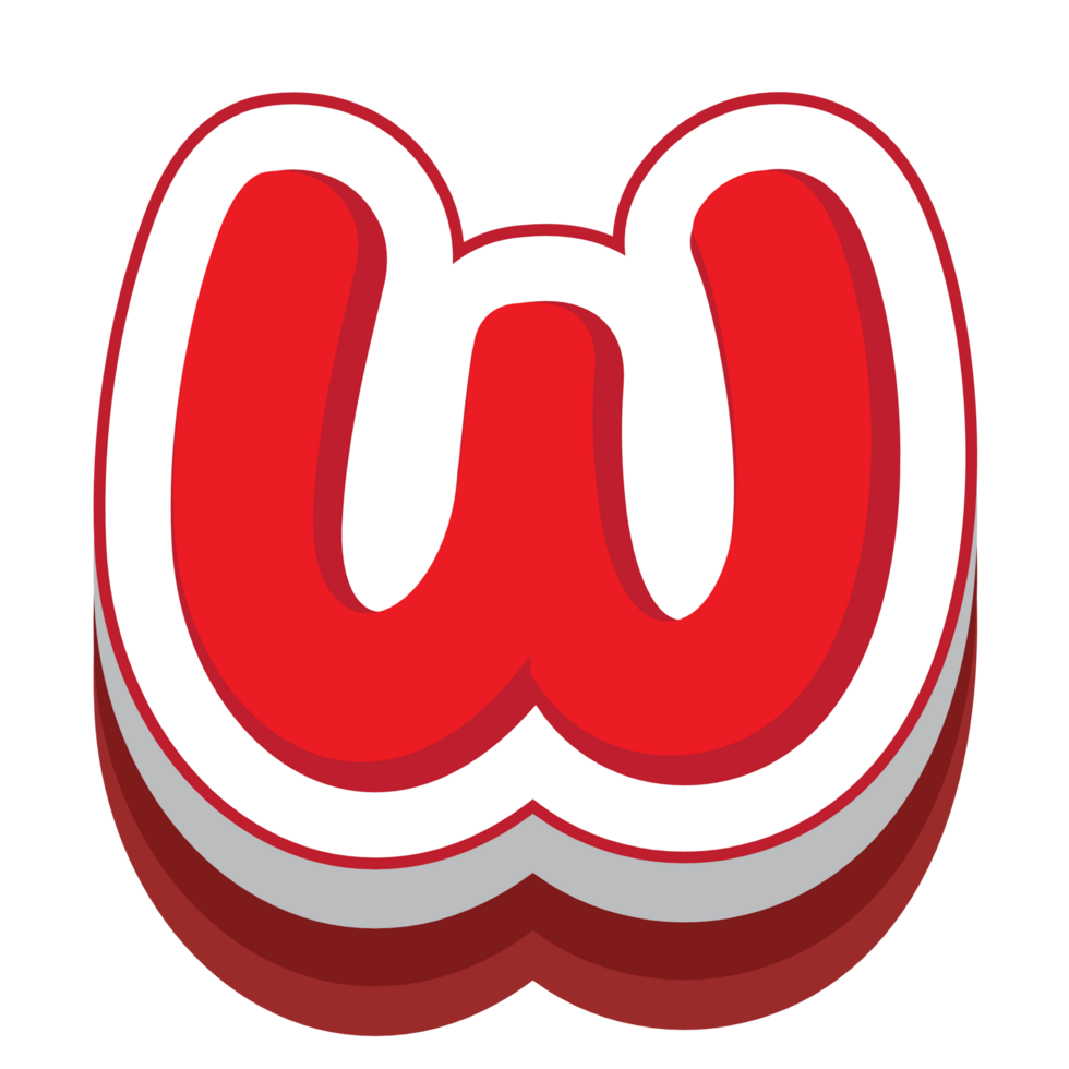 letter w red cartoon text effect png