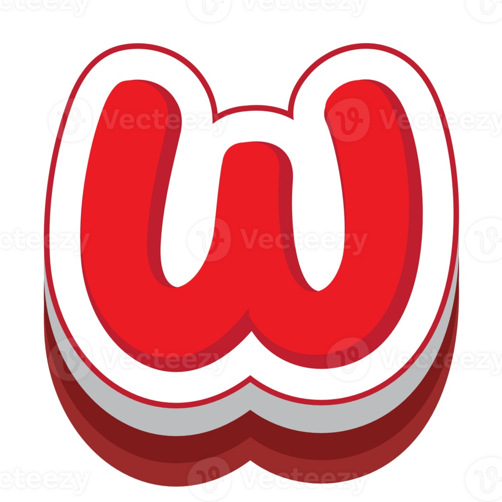 letter w red cartoon text effect png