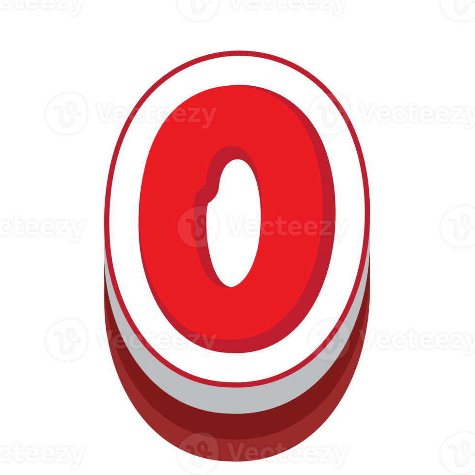 number 0 red cartoon text effect png