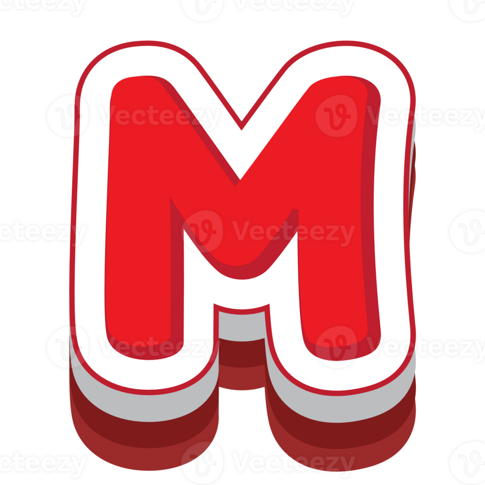 letter m red cartoon text effect png