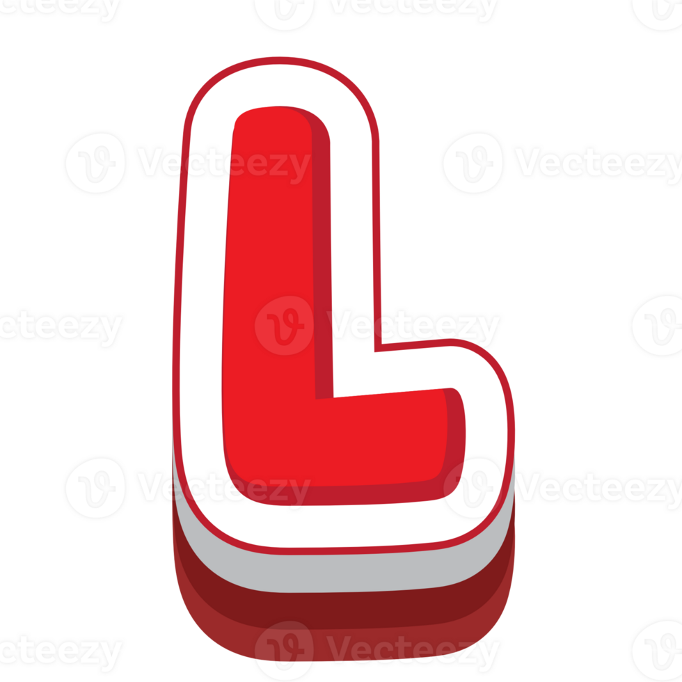 letter l red cartoon text effect png