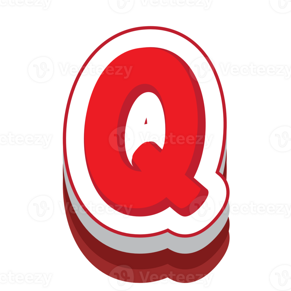 letter q red cartoon text effect png