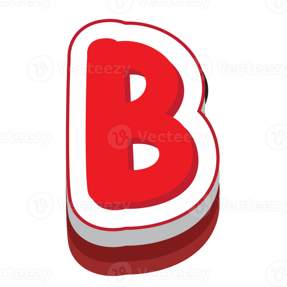 letter b red cartoon text effect png