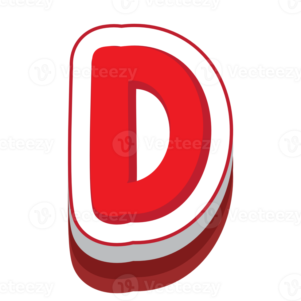 letter d red cartoon text effect png