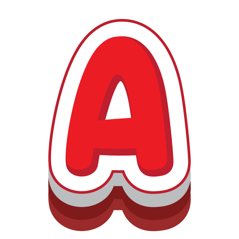 letter a red cartoon text effect png