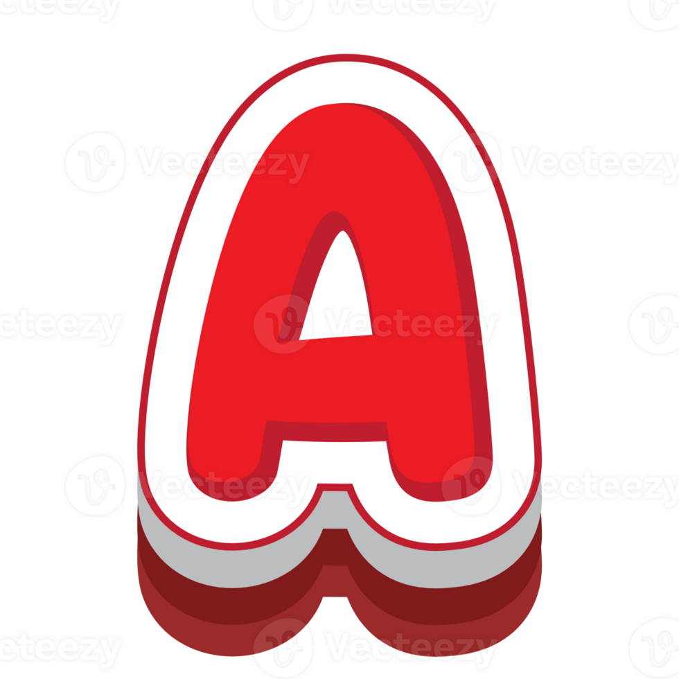 letter a red cartoon text effect png