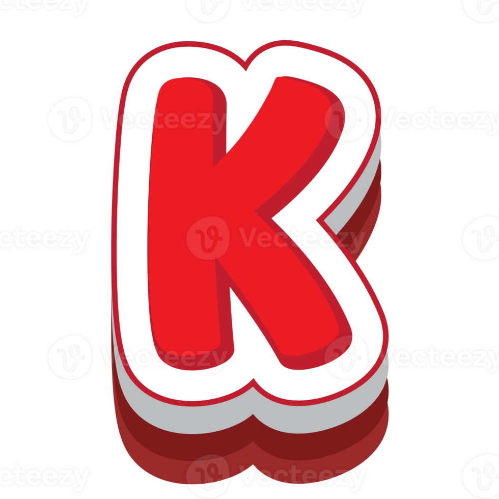 letter k red cartoon text effect png
