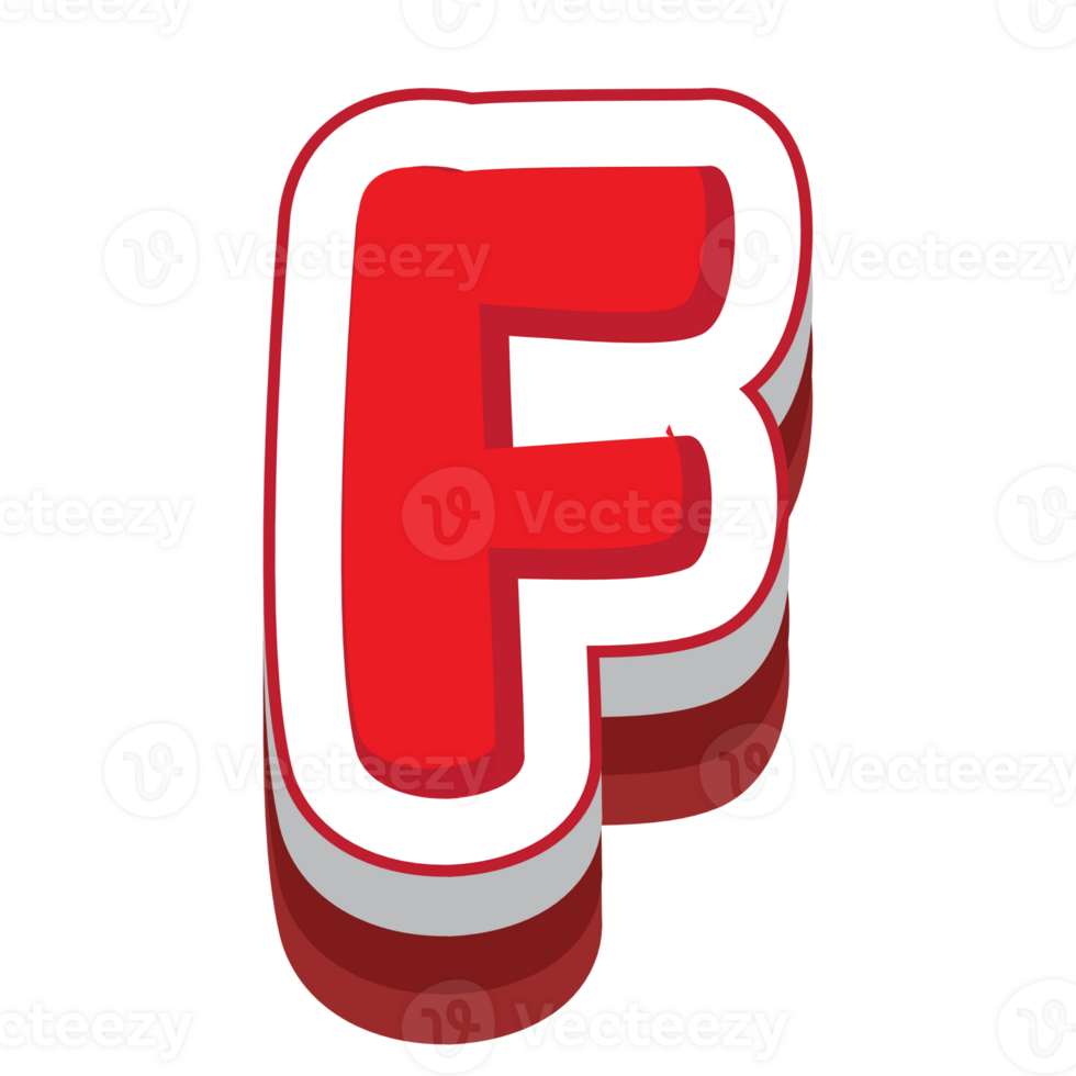 letter f red cartoon text effect png