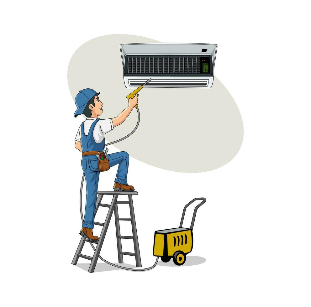 HVAC Service Cartoon Character Design Illustration vector